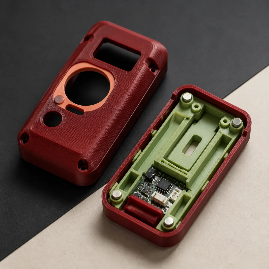 Illustrative product prototype with a 3D printed enclosure