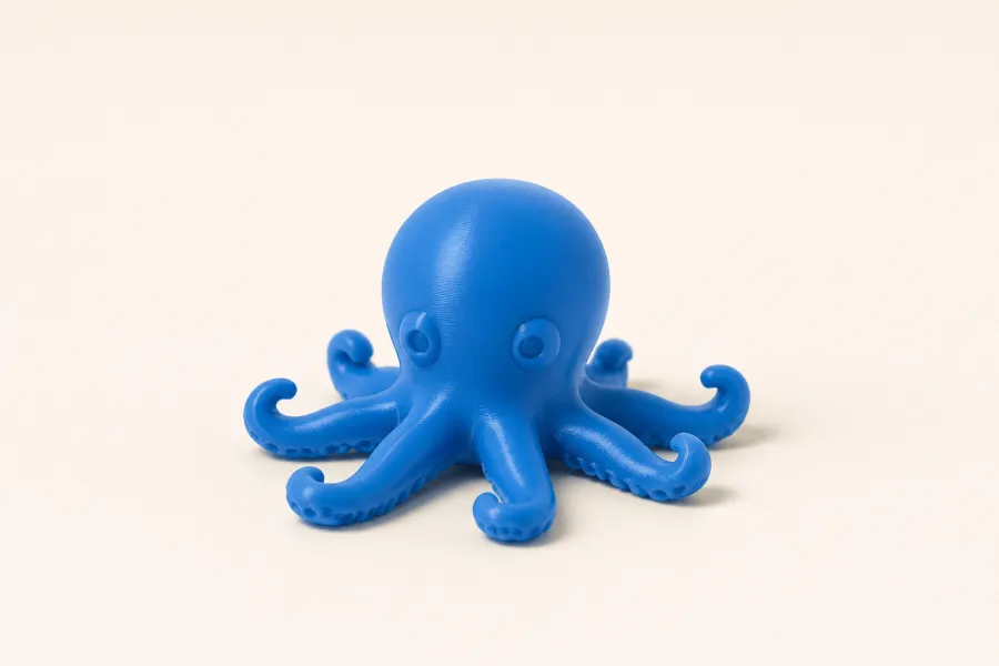 Fine-layer blue FDM printed octopus sample