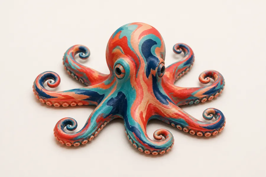 Vibrant full-colour octopus print sample
