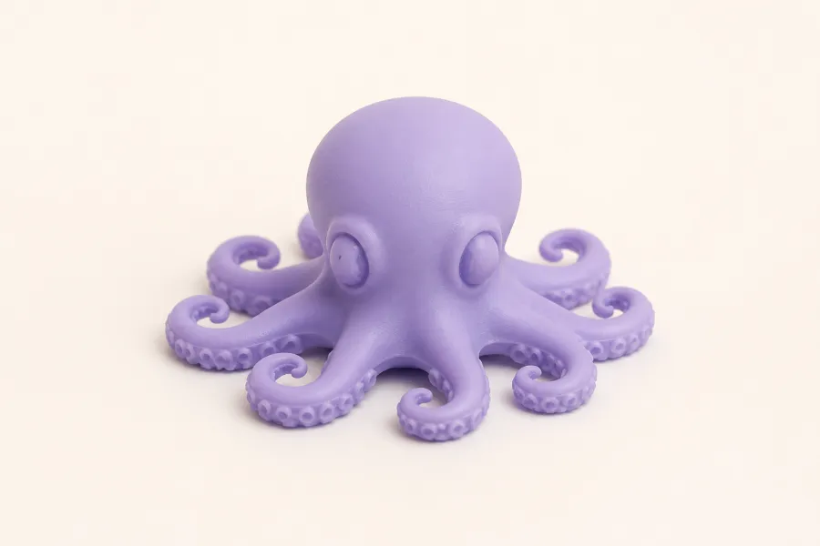 Smooth lavender SLA printed octopus sample